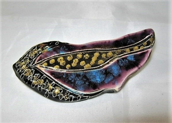 Unieke vintage Studio Keramiek broche Kunstenaarsbijoux (158, Ophalen, Zo goed als nieuw, Overige materialen