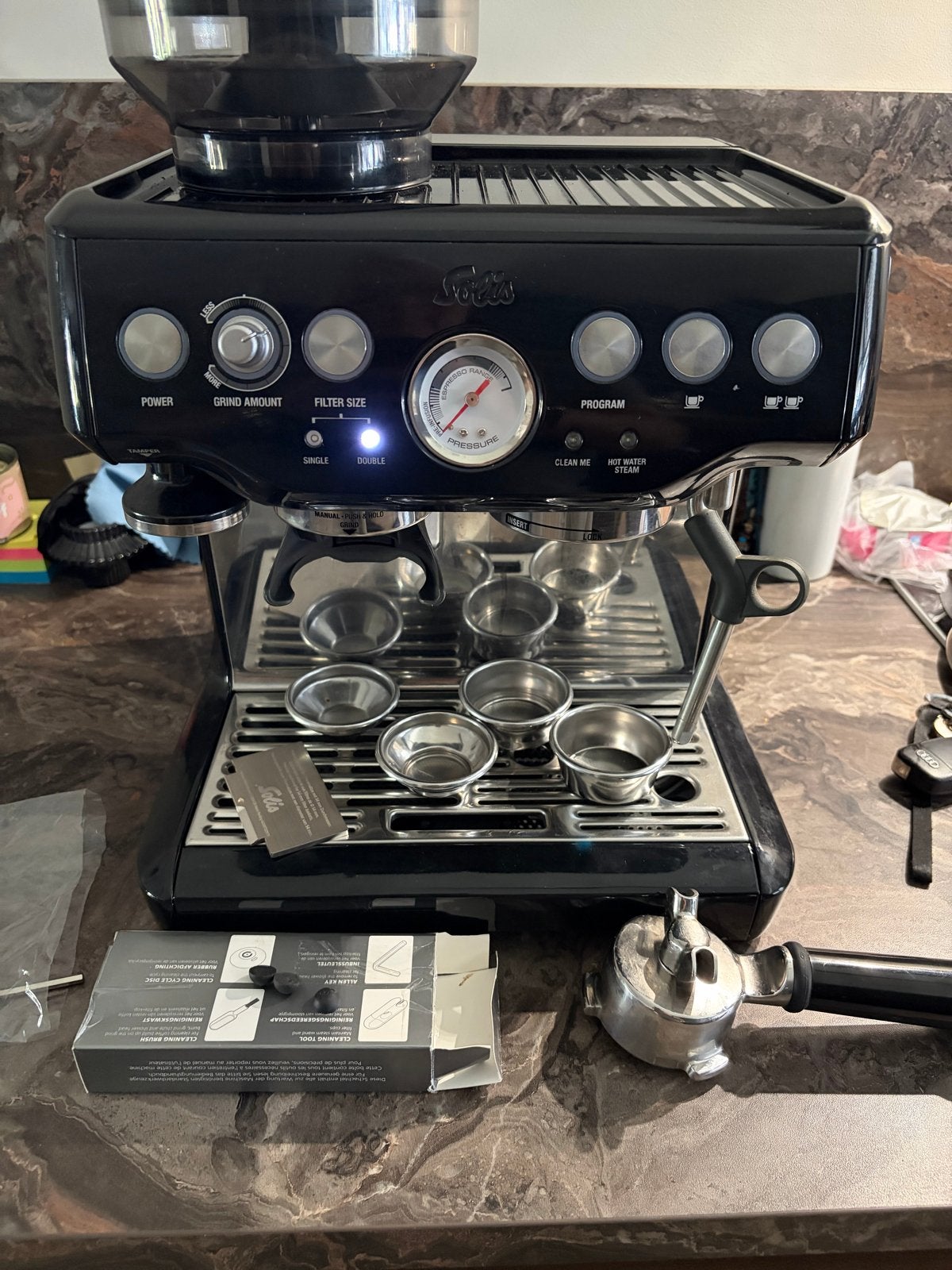 Solis 115A Espresso koffiemachine in nieuw staat!, Stoompijpje, Espresso apparaat, Gemalen koffie, Ophalen of Verzenden
