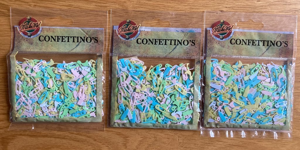 Confettino‘s Baby, ooievaar, flesje, voor kaarten maken, Hobby en Vrije tijd, Ophalen of Verzenden, Zo goed als nieuw, Overige thema's