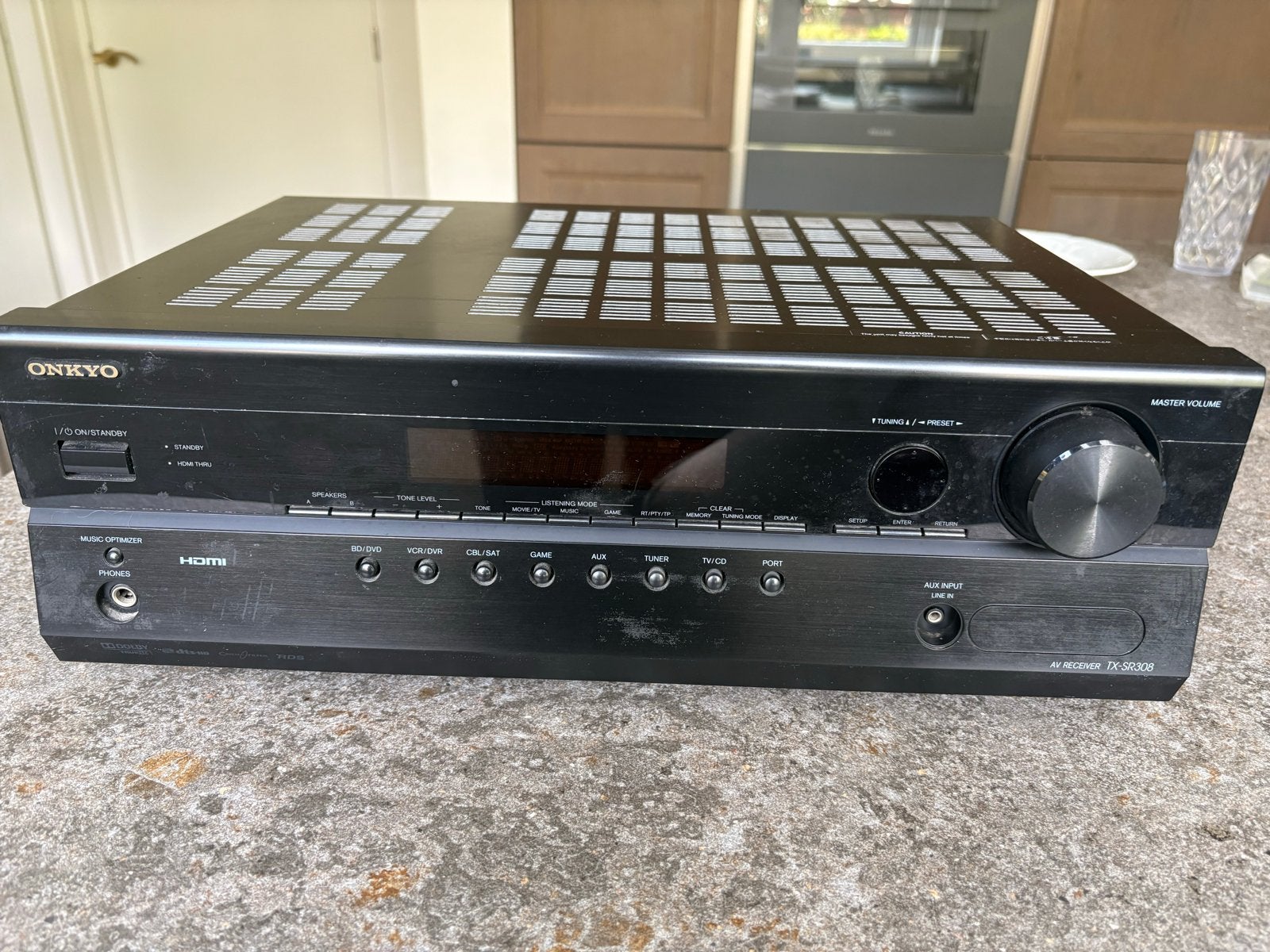 Onkyo TX-SR308 AV Receiver - Zwart, Ophalen, Gebruikt, 120 watt of meer, Onkyo
