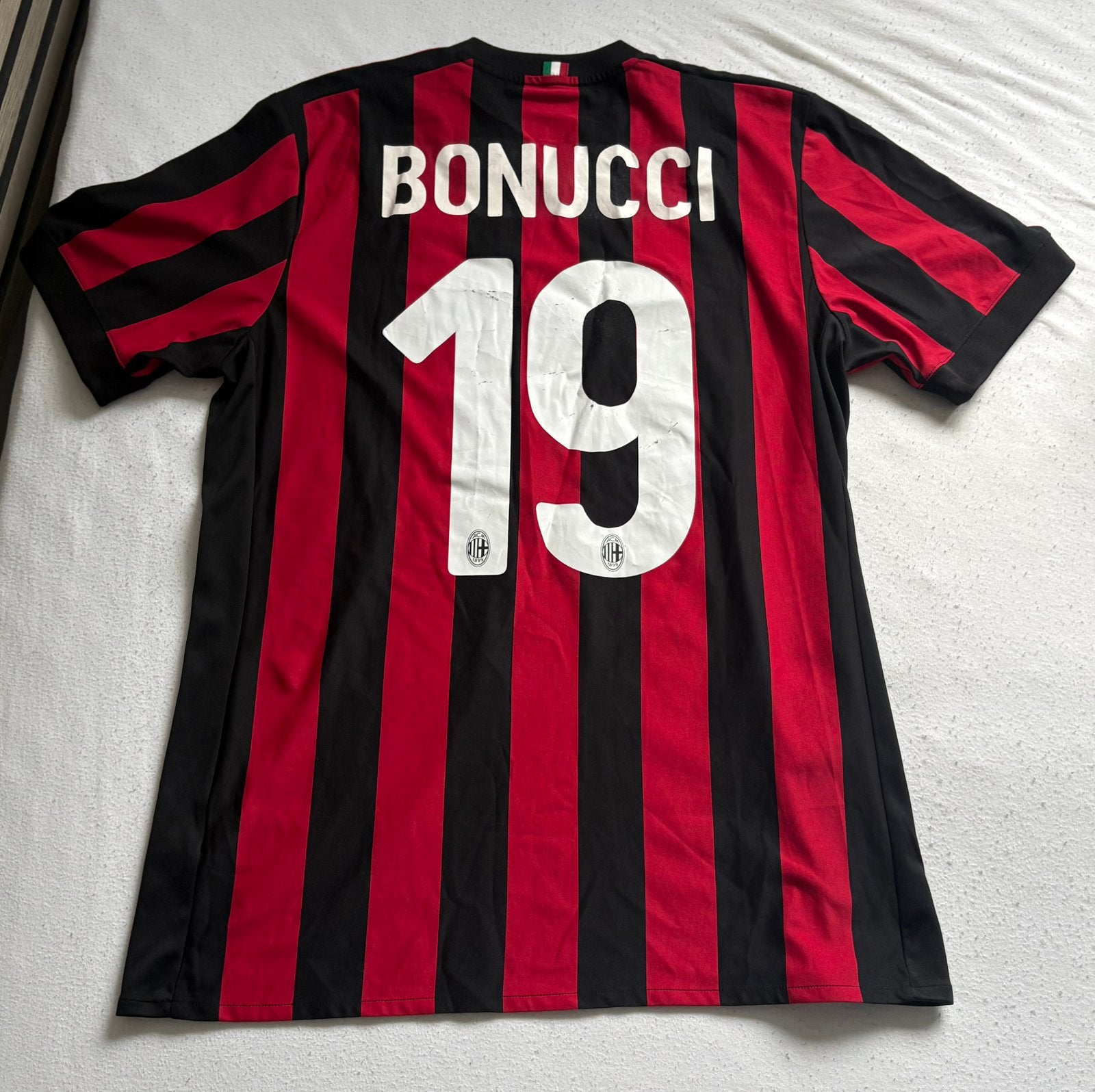 Adidas Ac Milan 2017-2018 Thuisshirt #19 Bonucci M AZ7069, Maat M, Verzenden, Zo goed als nieuw, Shirt