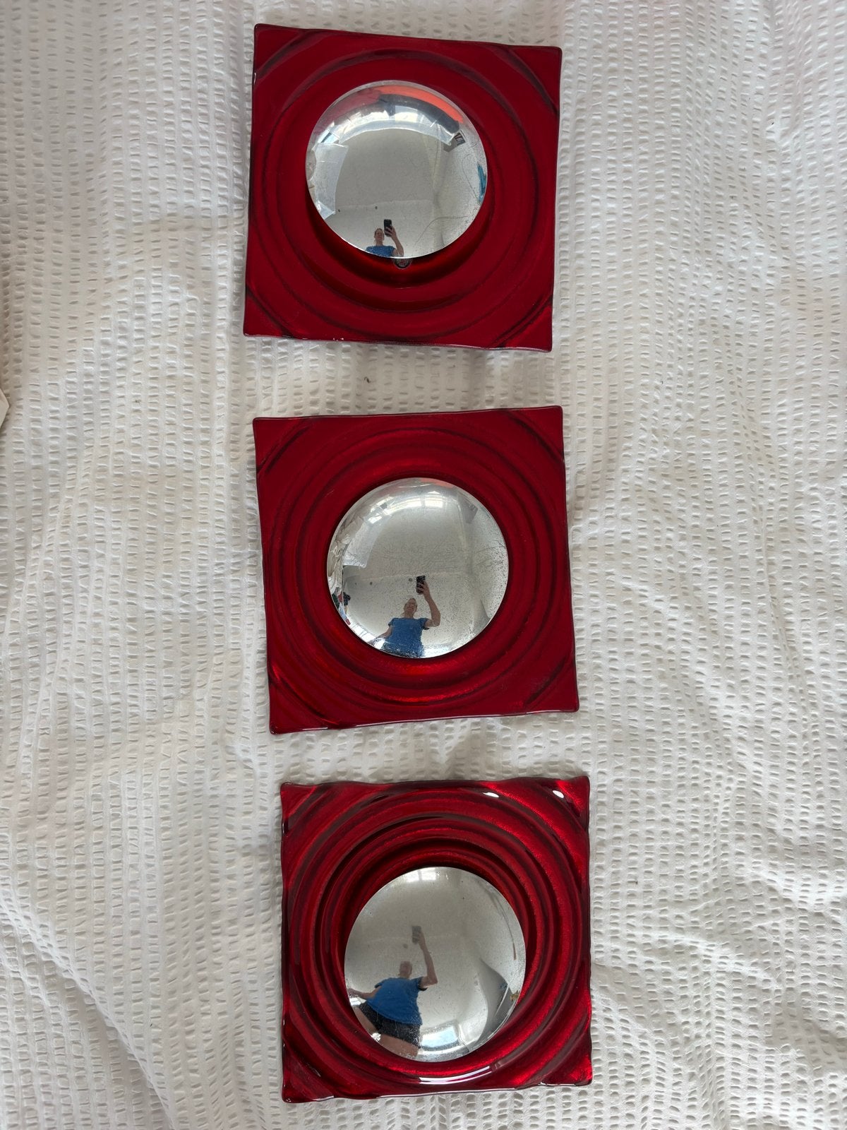 3 Lumess Halogeen Wandlampen - Rood Glas, Ophalen, Gebruikt, Rood, Overige fittingen