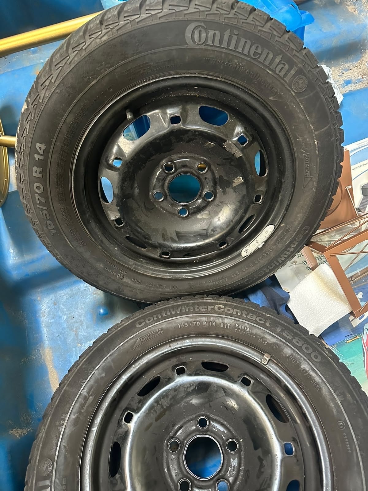 4 Continental WinterContact TS800 165/70 R14 winterbanden, Ophalen, 14 inch, Gebruikt, Banden en Velgen