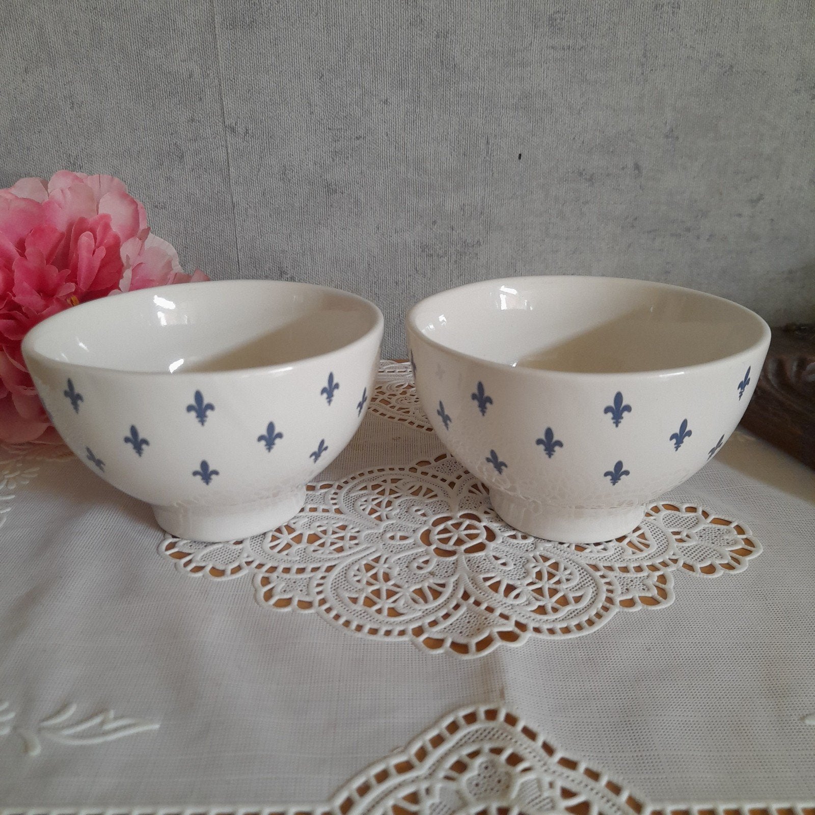 Teab 2 Brocante spoelkommetjes kommetjes Franse lelie NR 4, Ophalen of Verzenden