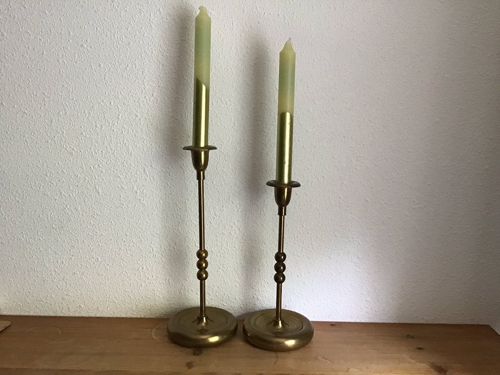 Set messing kandelaars in art deco stijl., Antiek en Kunst, Antiek | Kandelaars, Ophalen of Verzenden, Koper of Brons