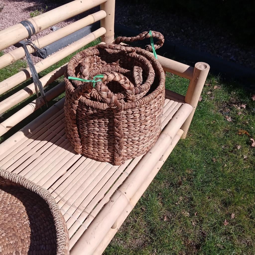 3-delige gevlochten manden set uit Indonesië, Huis en Inrichting, Woonaccessoires | Schalen en Manden, Ophalen