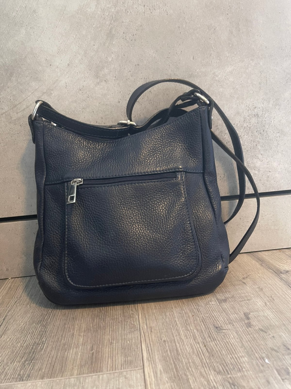 Genuine Borse In Pelle leren tas made in Italy, Ophalen of Verzenden, Zo goed als nieuw, Blauw, Schoudertasje