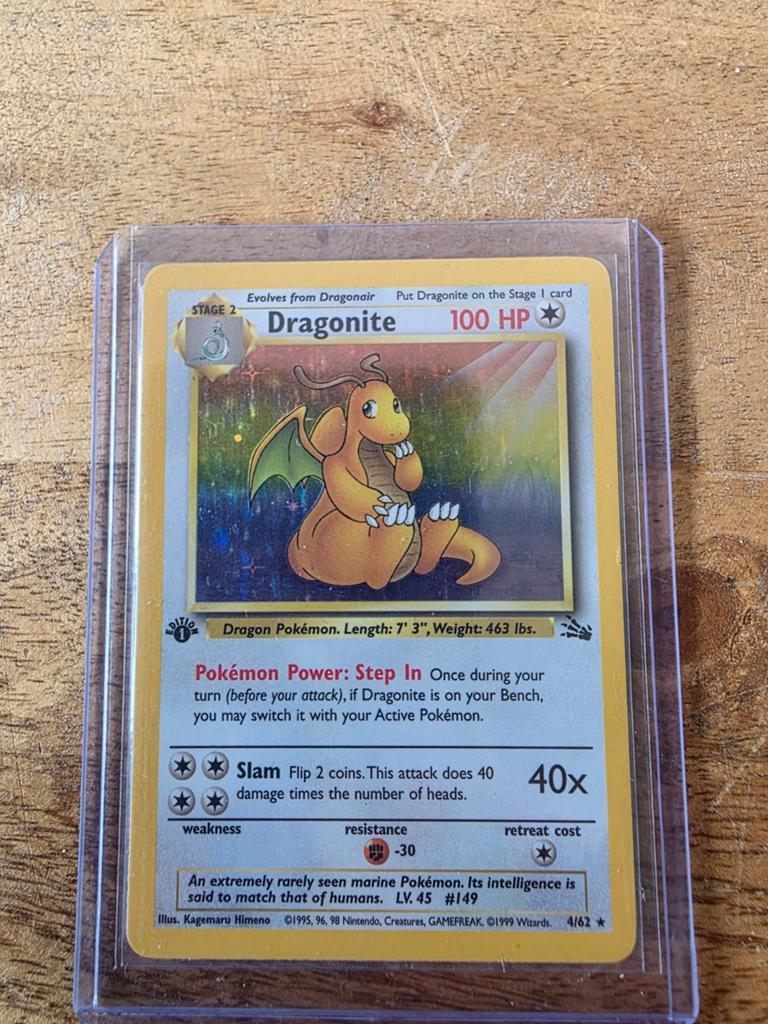 WOTC Pokémon Dragonite Fossil 1st Edition Near Mint, Ophalen of Verzenden, Zo goed als nieuw