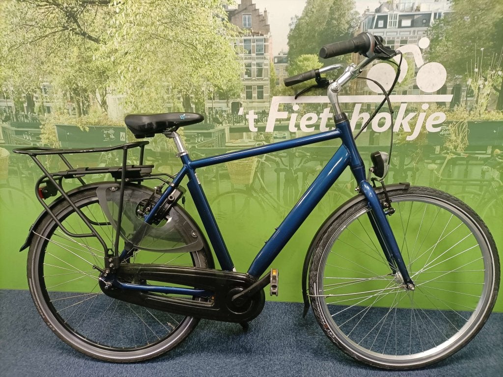 Fietshokje Raaks: Herenfiets blauw, Raaks Fietsen, Gebruikt, Versnellingen, Parallelweg 35 Beverwijk