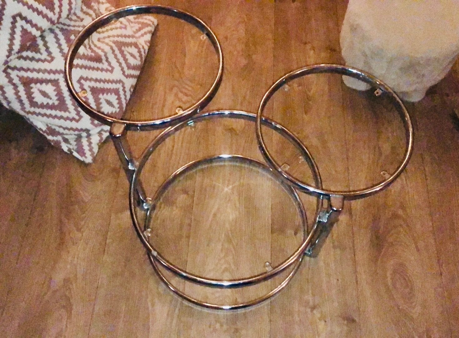 LEITMOTIV,”Dubble Swivel”, Glas, Chroom, draaibaar SPACE AGE, Huis en Inrichting, Ophalen, Gebruikt, 100 tot 150 cm, Bauhauss, Space age, retro, vintage , chroom , modern , design