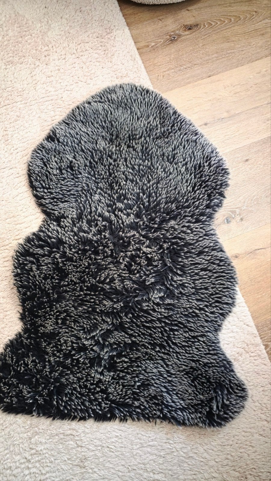 Imitatie schapenvacht - 86x60cm, 50 tot 100 cm, Zo goed als nieuw, Overige vormen, Zwart