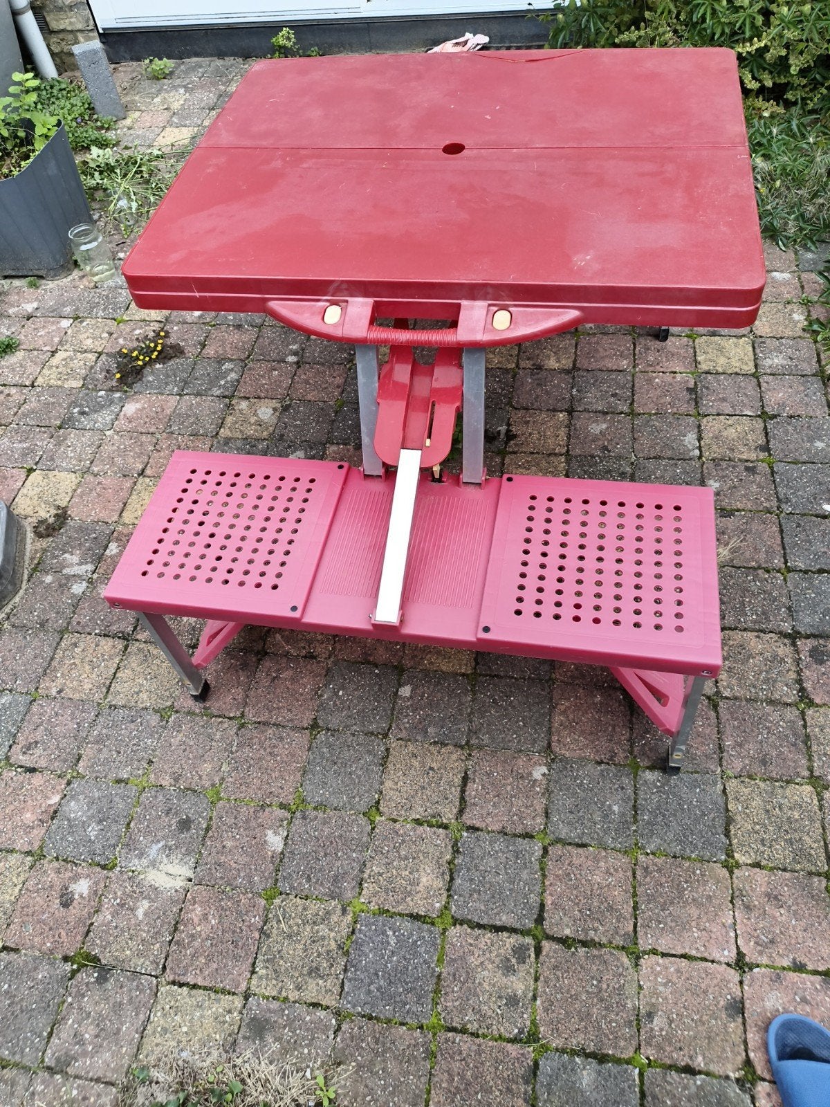 Opvouwbare picknicktafel met bankjes - Rood, Ophalen, Gebruikt, Campingtafel