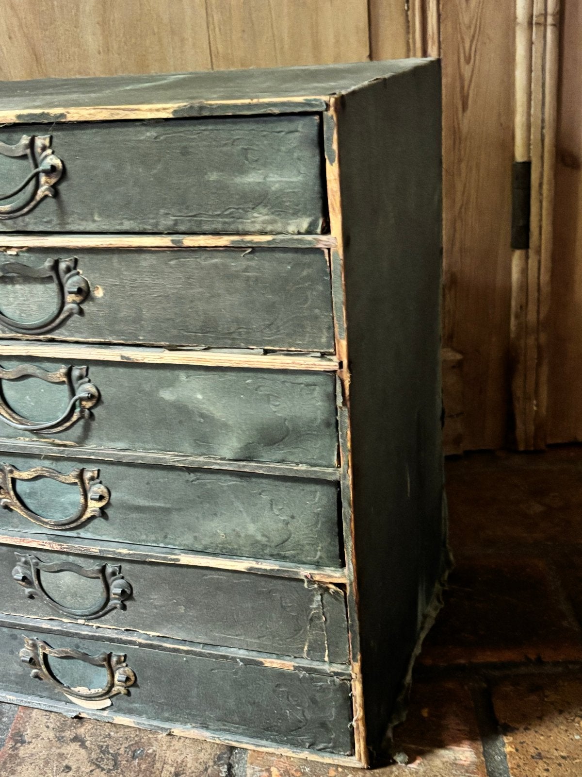 Brocante zwart ladekastje, decoratief, Ophalen