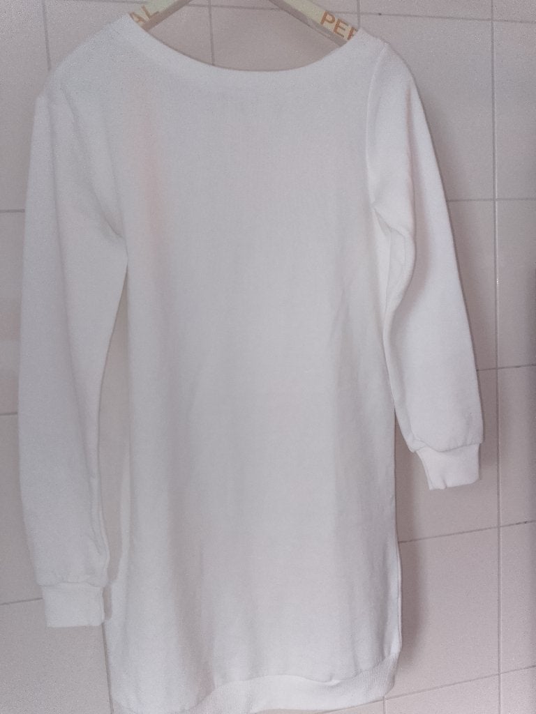 Even&Odd Witte Trui-jurk / Sweaterjurk Maat XS Fleece, Wit, Ophalen of Verzenden, Zo goed als nieuw, Maat 34 (XS) of kleiner