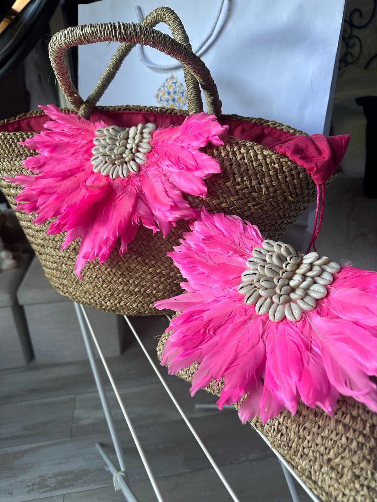 Exclusieve rieten strandtas. Nieuw, Ophalen of Verzenden, Nieuw, Roze, Overige typen