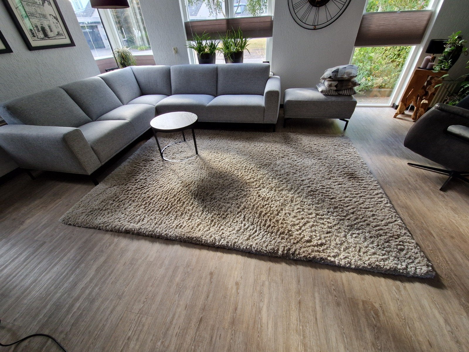 Luxus Linnen Hoogpolig Vloerkleed - Beige/Crème, Ophalen, Crème, 200 cm of meer, 200 cm of meer