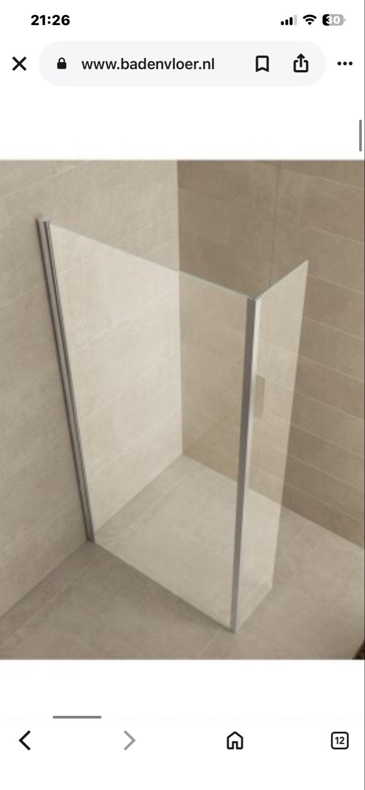 Douchewand 90, Ophalen of Verzenden, Gebruikt, Glas, Douche