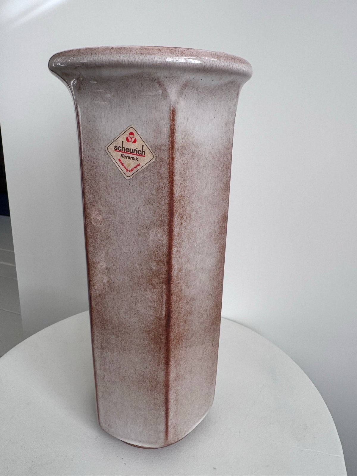 Vintage Scheurich Keramiek Vaas - Bruin/Beige, Antiek en Kunst, Ophalen of Verzenden