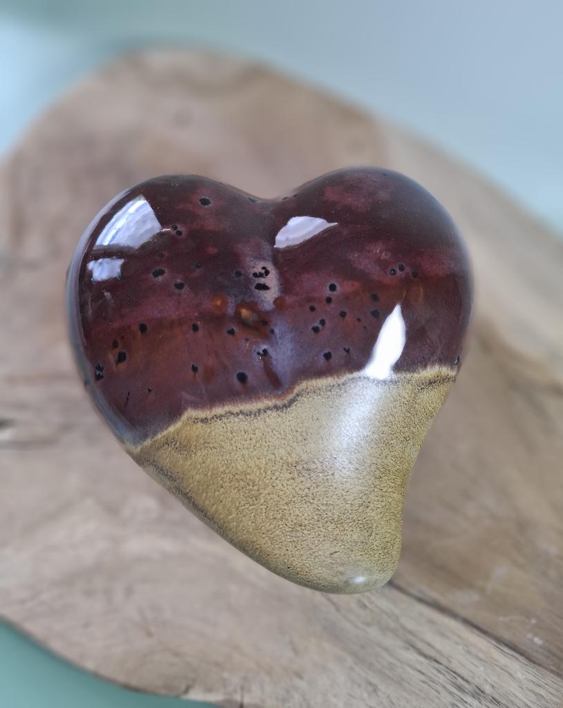Uniek handgemaakt keramiek hart Peppered Plum, Ophalen of Verzenden, Nieuw