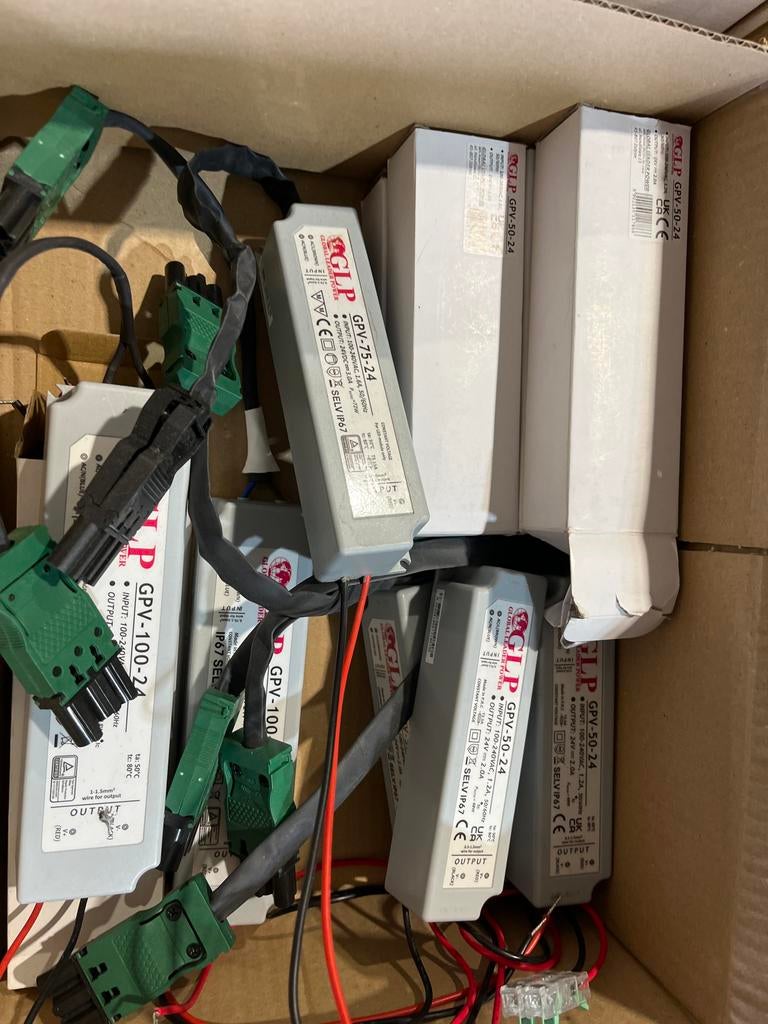 Partij 24V Trafos: 3x100W, 9x50W, 1x75W - LED Drivers, Ophalen of Verzenden, Zo goed als nieuw, Overige typen