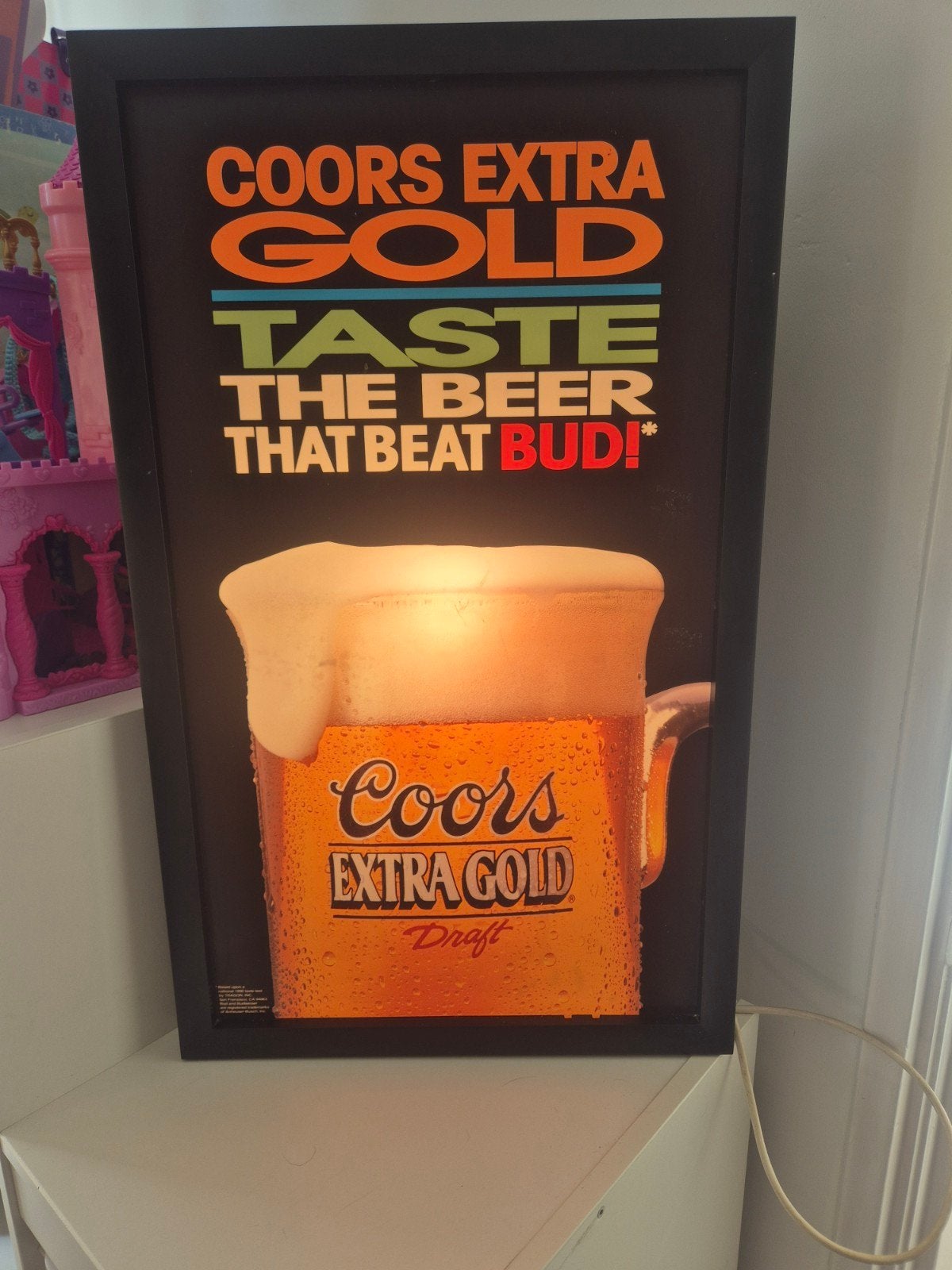 Vintage Coors Extra Gold Lichtbak - Zeldzaam Reclamebord, Ophalen of Verzenden, Gebruikt, Lichtbak of (neon) lamp