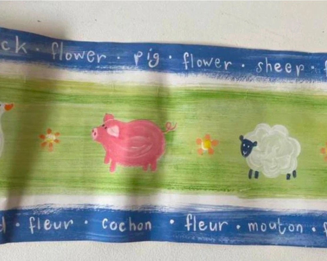 Behangband Kinderkamer Boerderij Dieren behangstrook behang, Huis en Inrichting, Ophalen of Verzenden, Overige typen, Meerkleurig