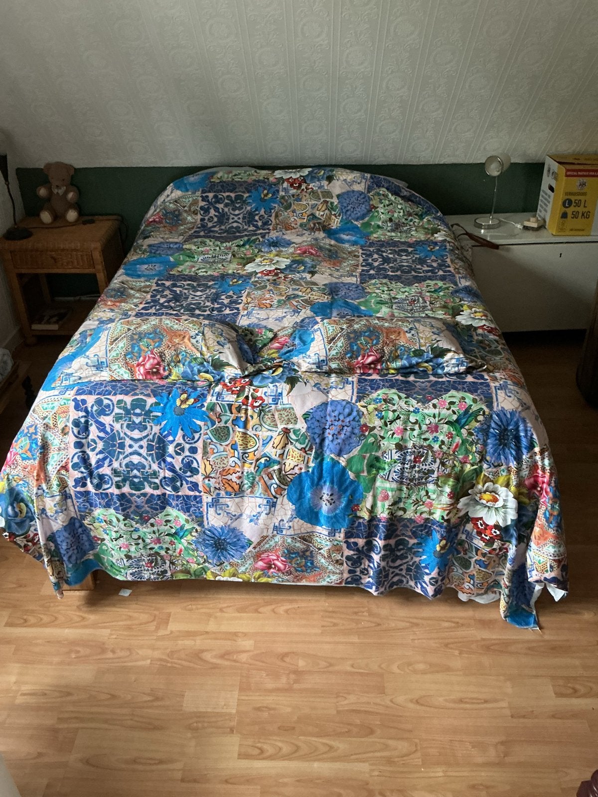 Houten tweepersoonsbed met opbergruimte, Ophalen, Gebruikt, Overige kleuren, Tweepersoons
