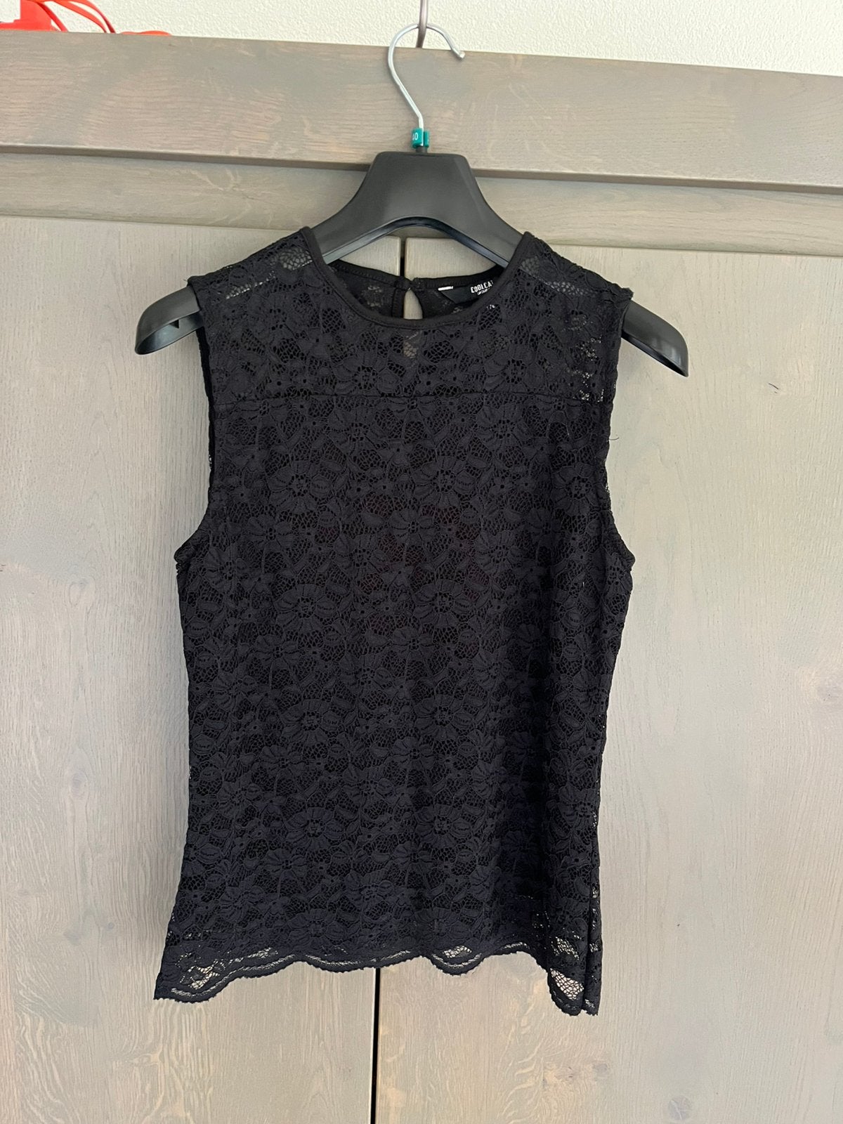 Zwart kanten top/shirt mt 170/176, Ophalen of Verzenden, Zo goed als nieuw, Meisje, Shirt of Longsleeve