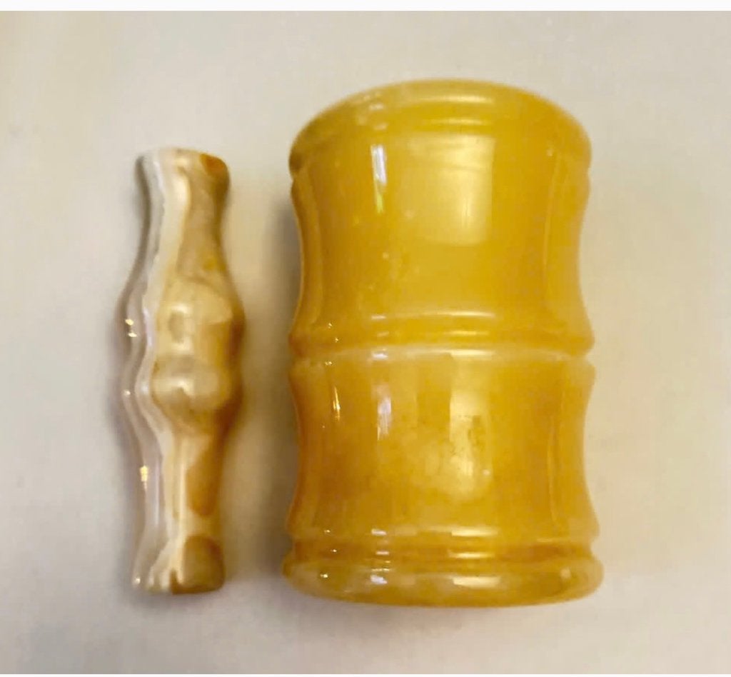Edelsteen Calciet Vijzel en stamper 10 cm, Ophalen of Verzenden, Zo goed als nieuw, X, X