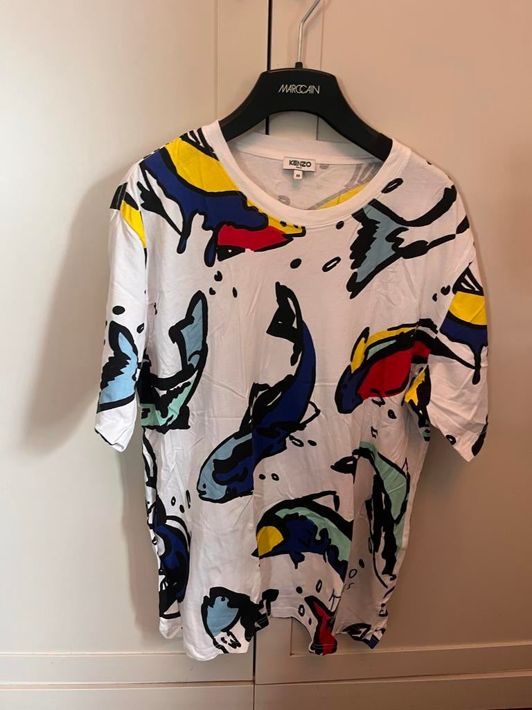 Kenzo T-shirt Maat M met Vissenprint van Katoen, Kleding | Heren, T-shirts, Ophalen of Verzenden, Zo goed als nieuw, Maat 48/50 (M)