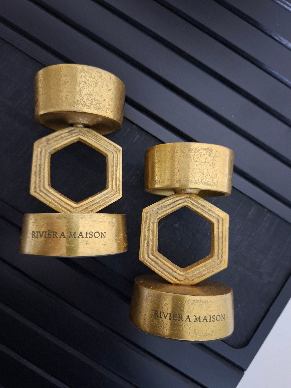 Riviera Maison Kandelaars Goud - Set van 2, Overige kleuren, Ophalen of Verzenden, Zo goed als nieuw, Metaal