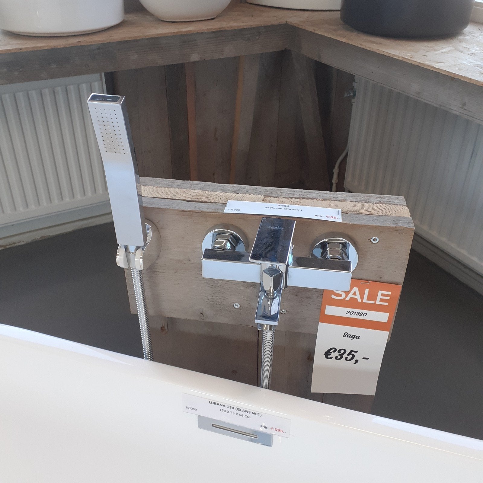 KORTING! Opbouw badkraan, chroom, handdouche, Saga