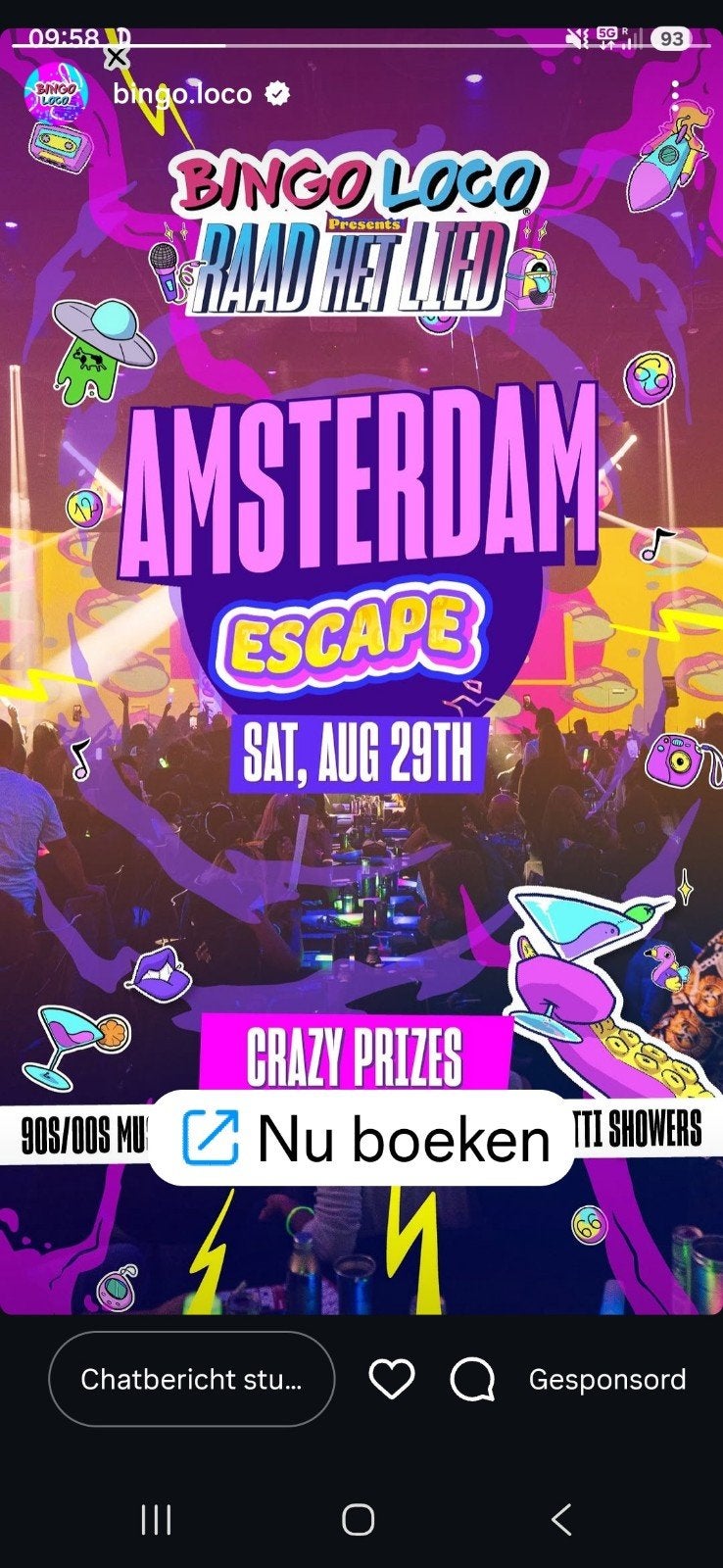 2 kaarten Bingo Loco, Escape Amsterdam,  za 29 Augustus, Twee personen