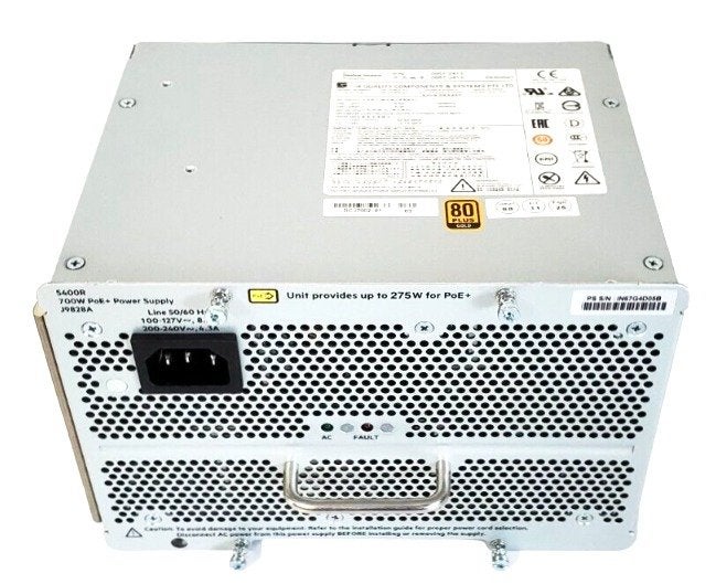 HPE Aruba 700W PoE+ Power Supply for 5400R Zl2 J9828A, Hewlett Packard Enterprise B.V., Info@hpe.com, Startbaan 16, 1187 XR Amstelveen, Nederland