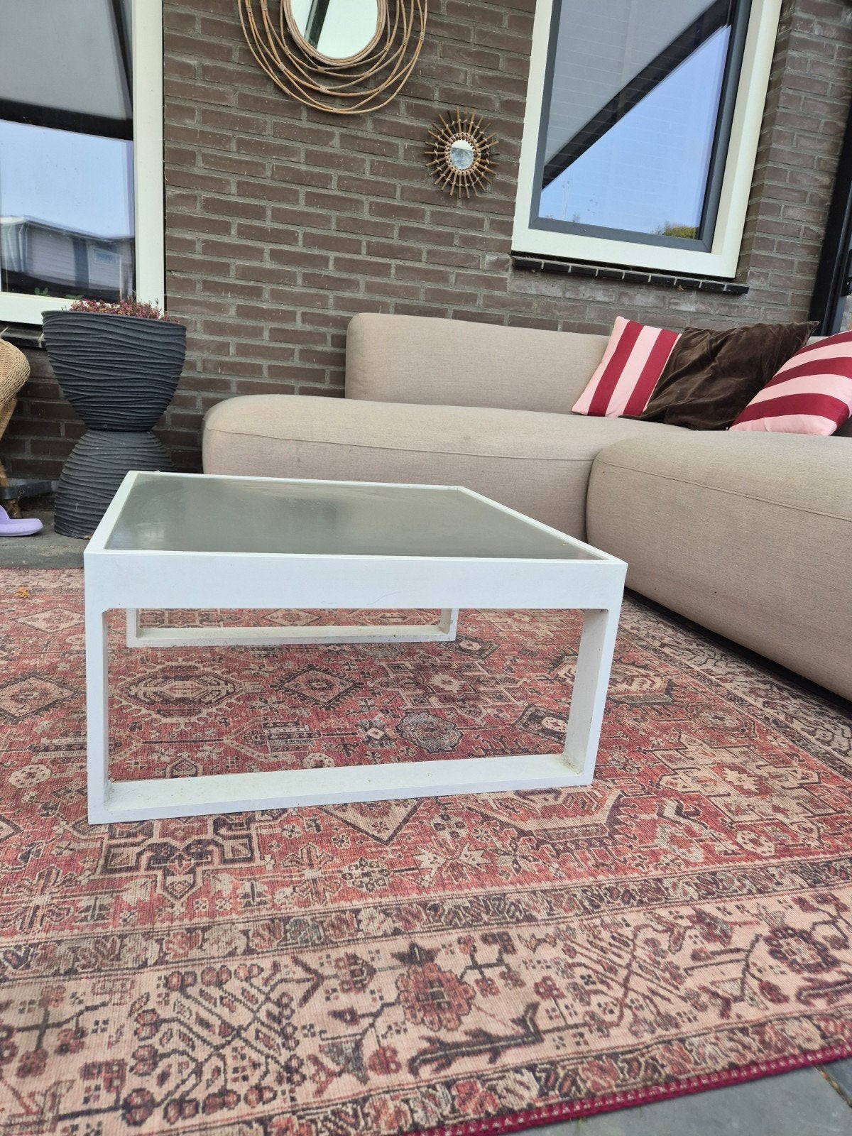 Buiten salon tafel, Ophalen, Gebruikt, Vierkant, Aluminium