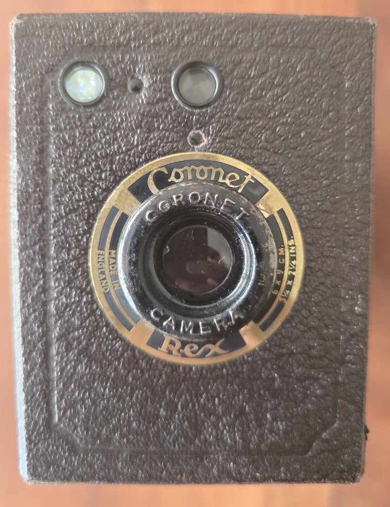 Vintage Coronet Rex boxcamera – ca. 1955, Audio, Tv en Foto, Fotocamera's Analoog, Ophalen, Gebruikt, Compact, Overige Merken