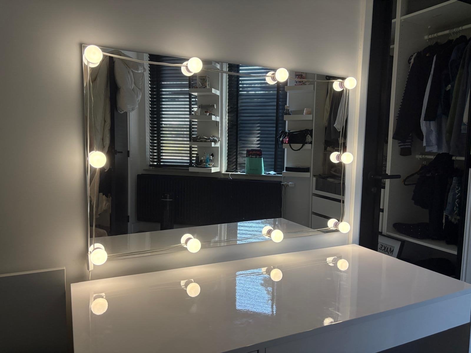 Make-up spiegel met verlichting - Hollywood stijl, Ophalen, Zo goed als nieuw, Rechthoekig, Minder dan 100 cm