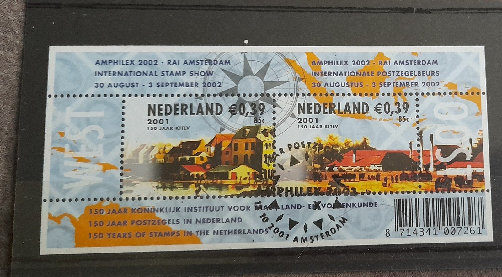 Nederland Amphilex 2002 Postzegelvel - 150 Jaar KITLV, Ophalen of Verzenden, Gestempeld