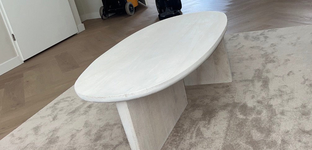 Woood salontafel japandi, Huis en Inrichting, Tafels | Salontafels, Ophalen of Verzenden, Zo goed als nieuw, Rond, 50 tot 100 cm