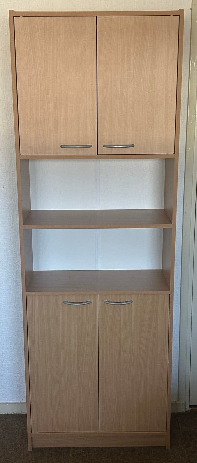 Boekenkast met deuren en planken - Licht hout, Ophalen, Gebruikt, 50 tot 100 cm, 150 tot 200 cm