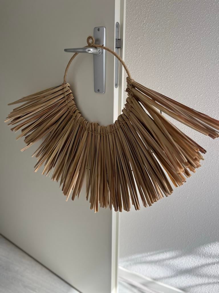 Wanddecoratie van gedroogde palmbladeren, boho stijl, Ophalen, Zo goed als nieuw