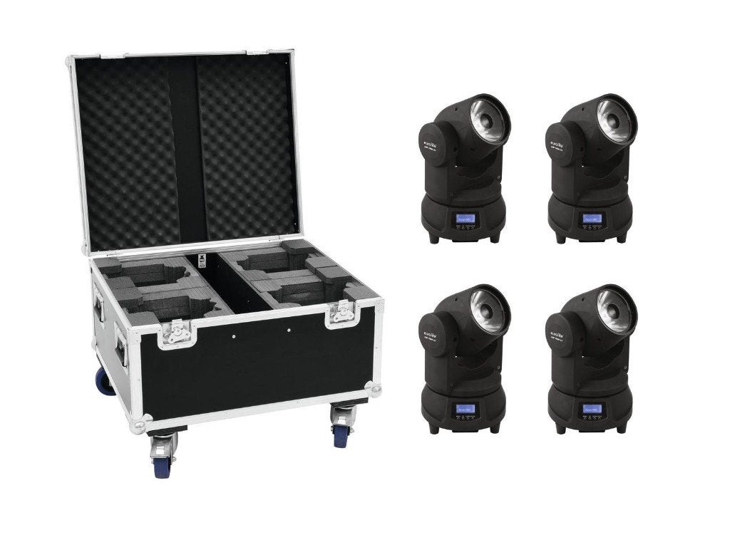 EUROLITE Set 4x LED TMH-X1 Moving Head Beam + Flighcase, Geluidgestuurd, ., Nieuw, Ophalen of Verzenden
