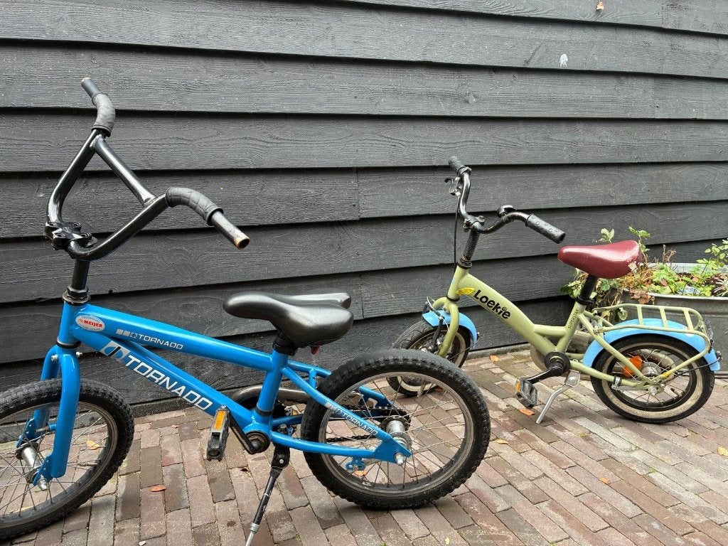 Gratis kinderfietsen: Tornado en Loekie, Ophalen, Terugtraprem, Gebruikt, Tornado en Loekie