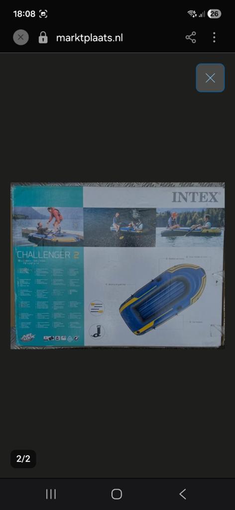 Intex Challenger 2 opblaasboot - Nieuw in doos, Ophalen of Verzenden, Nieuw