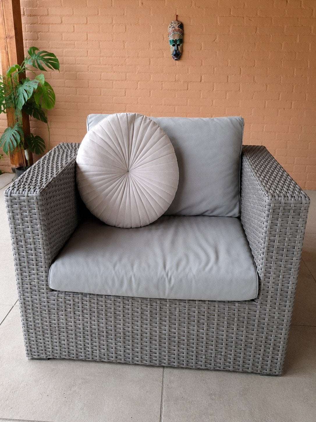 Comfortabele grijze tuinstoel, Ophalen, Stof, Gebruikt, Minder dan 75 cm