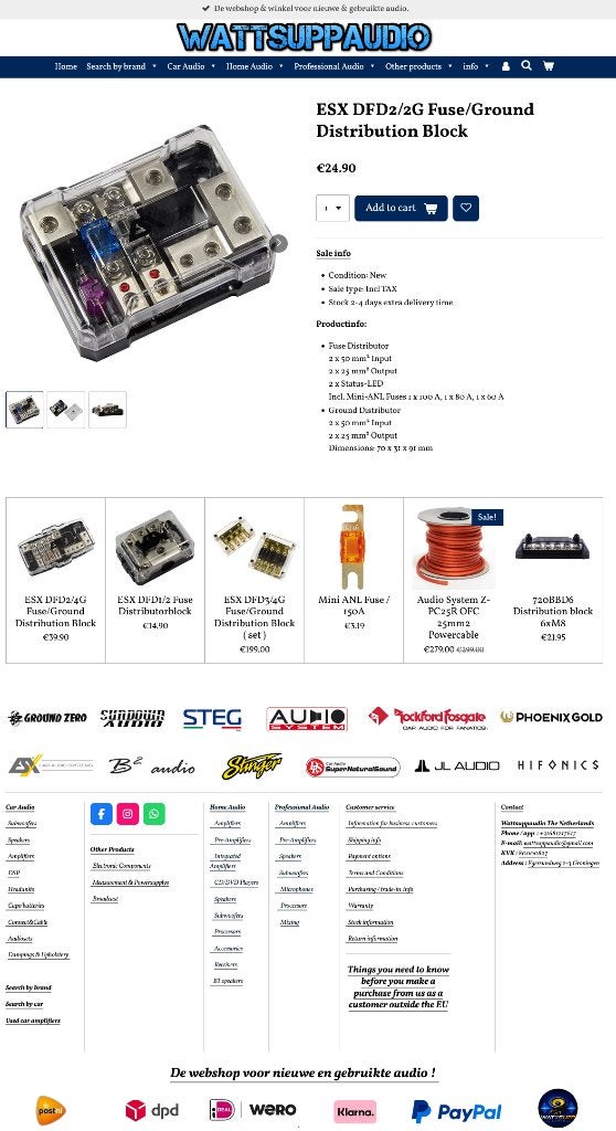 ESX DFD2/2G Fuse/Ground verdeelblok, Audio Design, Nieuw, Am Breilingsweg 3, 76709 Kronau, Duitsland, Ophalen of Verzenden