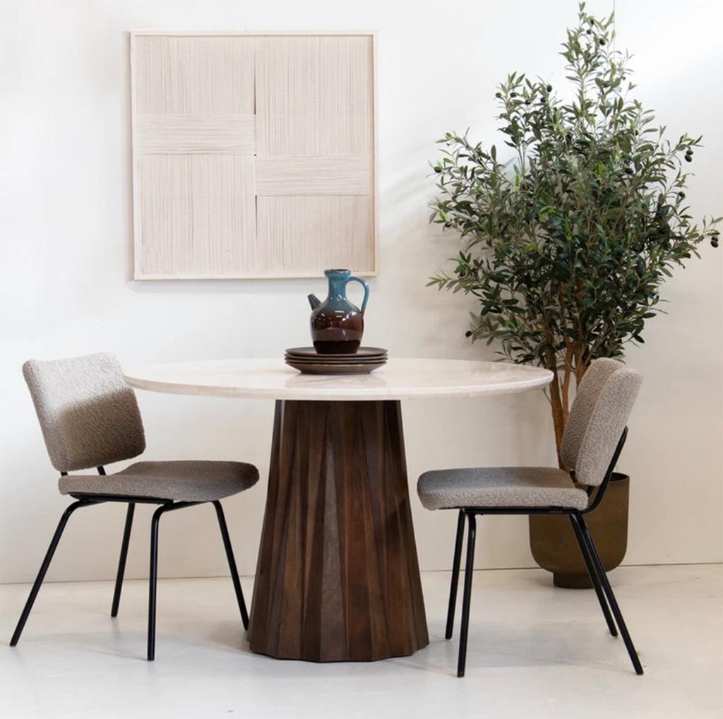 Marmeren Eettafel Faiza Giga Meubel 120cm - ZGAN, Huis en Inrichting, Tafels | Eettafels, Ophalen, Japandi, Rond, Nieuw