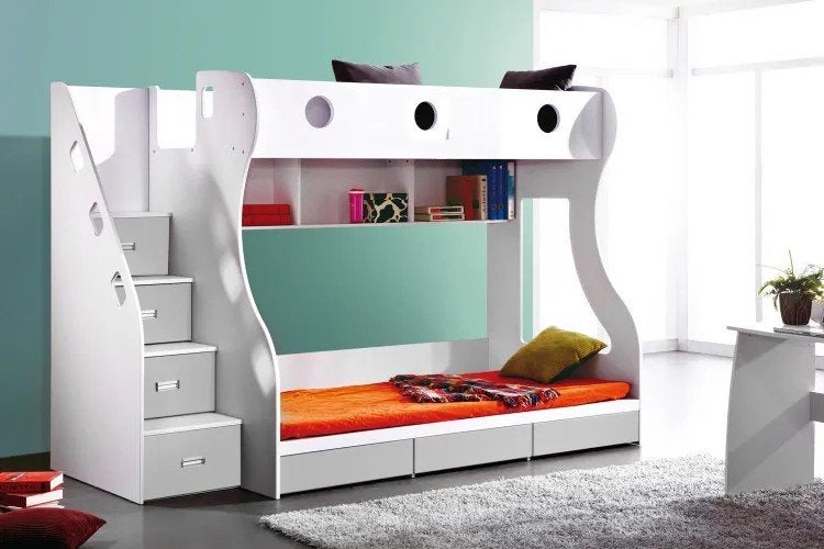 Modern Stapelbed met Opbergruimte, Huis en Inrichting, Slaapkamer | Stapelbedden en Hoogslapers, Gebruikt, Stapelbed, 120 cm, 200 cm