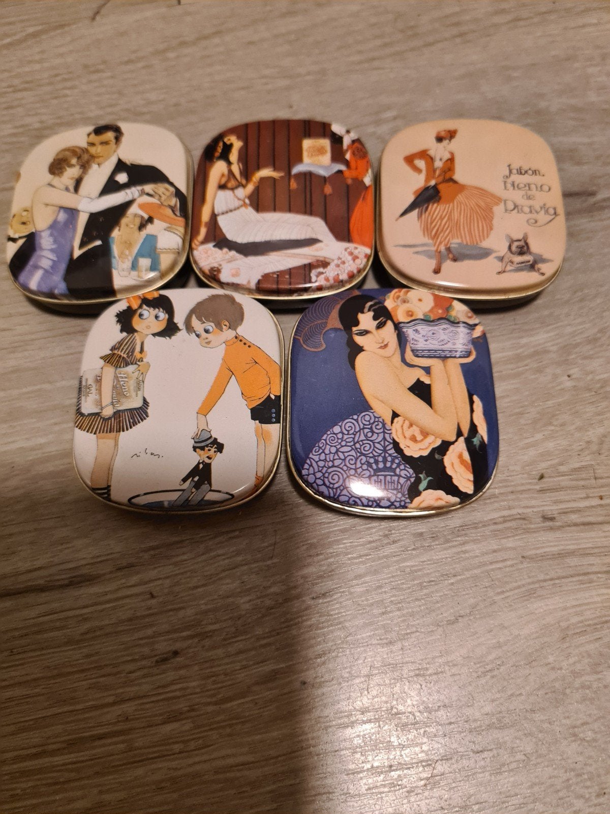 Set van 5 zeepblikjes  Spaans, Ophalen of Verzenden, Gebruikt, Overige