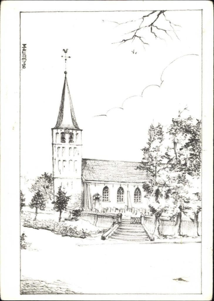 Beetgum (Fr.) Ned. Herv. Kerk . mooie pentekening., Verzenden, 1960 tot 1980, Gelopen, Friesland